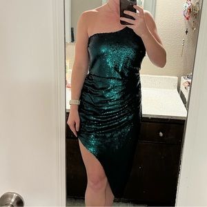 Green Sequin Asymmetrical dress